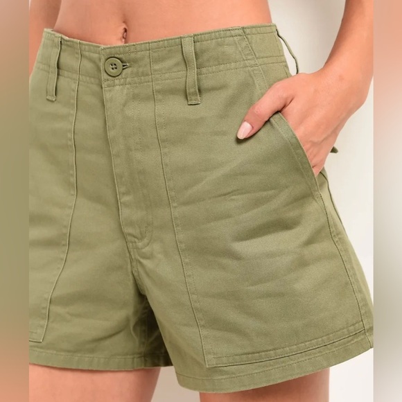 NEW BRIXTON - High Waist Utility Shorts in Olive Green - Picture 2 of 8